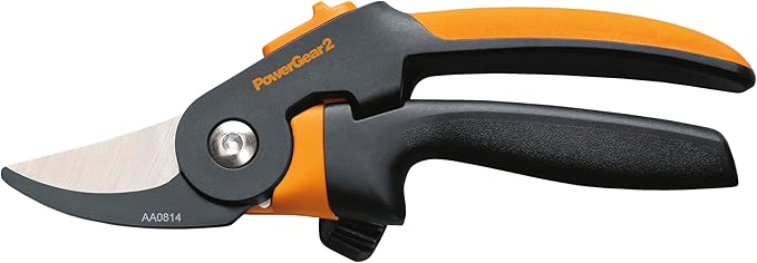 Fiskars Pruning Shears, PowerGear2 Technology Multiplies Power, Rolling Handle for Ease of Use, 3/4-Inch Cut Capacity Bypass Pruner, UltraBlade Coating and SoftGrip, Garden and Yard Tools