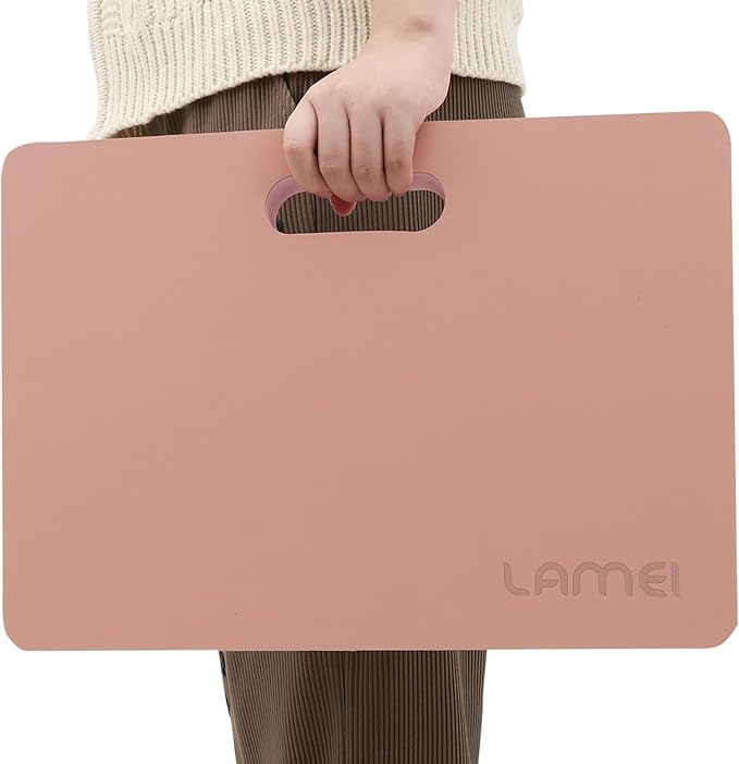 Thick Garden Kneeling Pad, with Waterproof Leather Surface, Non-Slip High Density POE, High Resilience, Lightweight, Double-Sided Use Cushion for Gardening, Yoga, Housework (Pink)