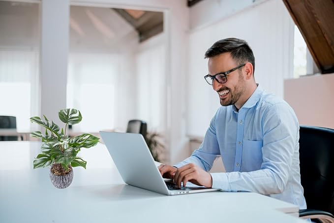 AlphaAcc 12" Faux Monstera Plant Tropical Greenery Small Fake Deliciosa Plants in Black Rustic Pot for Bathroom Kitchen Livingroom Nightstand Office Artificial Plants Decor