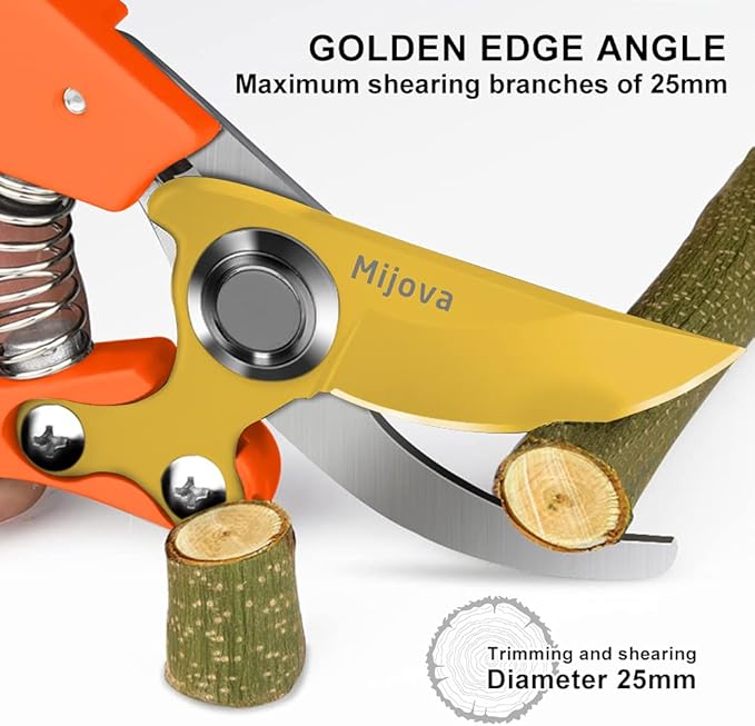 Garden Pruners, Heavy Duty Garden Clippers,Pruning Shears with Adjustable Thumb Lock,Hand Gardening Tools Pruners,Stainless Steel Sharp Gardening Scissors (MJ003)