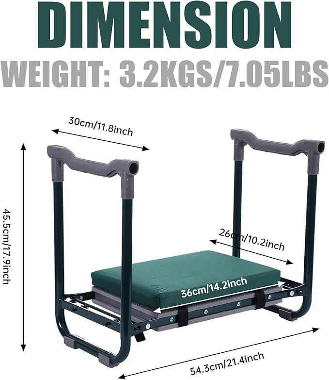 Nice C Garden Kneeler and Seat, Garden Stool, Garden Kneeler, Foldable Gardening Stool, Gardening Gifts for Women, Heavy Duty Garden Bench, Garden Kneelers for Seniors, with Tool Pouch&Gloves (Green)