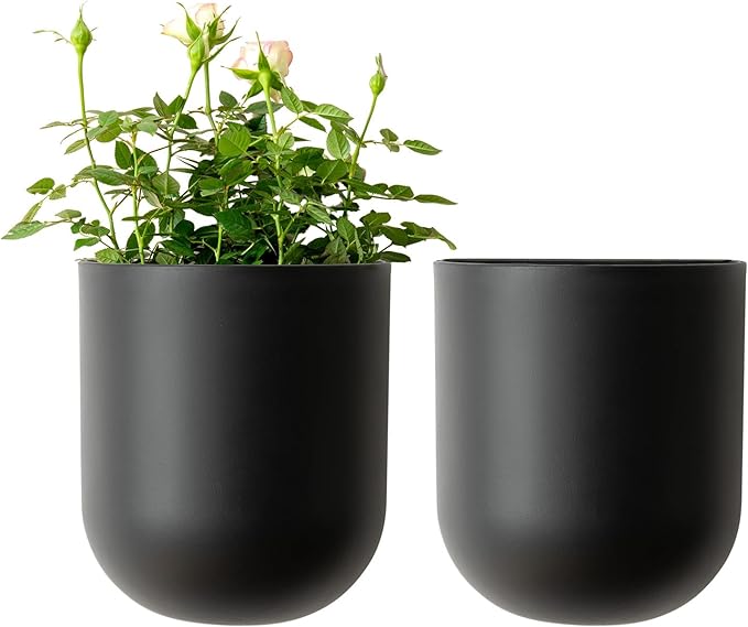 LA JOLIE MUSE Wall Hanging Planters for Indoor Plants,Hanging Flower Pots for Air Plants Succulent, Set of 2, 6 Inch, Black