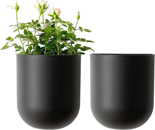 LA JOLIE MUSE Wall Hanging Planters for Indoor Plants,Hanging Flower Pots for Air Plants Succulent, Set of 2, 6 Inch, Black