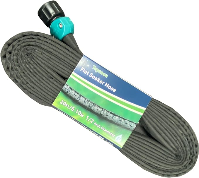 Garden Flat Soaker Hose 20 Ft for Garden Beds, Water Hose Linkable Irrigation System Lightweight and Easy Gardening Yard Work Watering Plants and Flowers