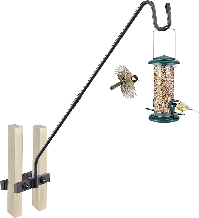 Deck Hook Railing Mount-Deck Railing Plant Hanger Outdoor,Metal Bird Feeder Hanger for Deck Railing,Fence Shepherds Hooks Pole Bracket for Hanging Hummingbird Feeder,Planter,Flower Baskets
