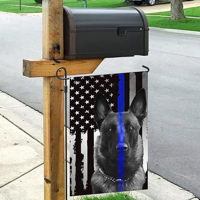 Flags-Belgian Malinois. Police Dog. K9 Flag THB2142F, Garden Flag (11.5" x 17.5")-USA House Garden Flags Premium Polyester-Decorative Outdoor Flags