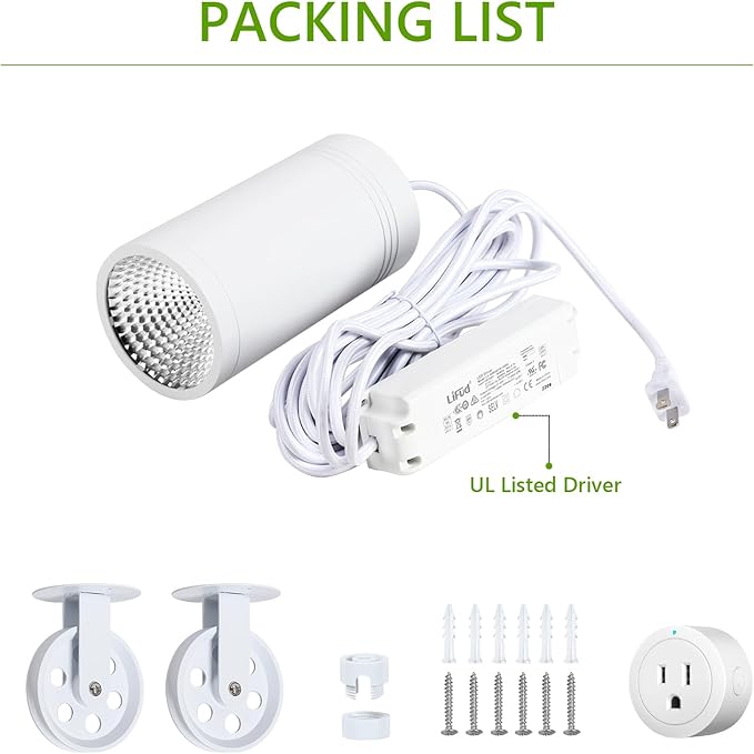 HMVPL Hanging Grow Light, Plant Lights for Indoor Growing, Grow Lights for Indoor Plants Full Spectrum with 4000K 40W COB Bulb, Pulleys and Smart Timer, Indoor Grow Lamp for Tall Tree Hydroponics