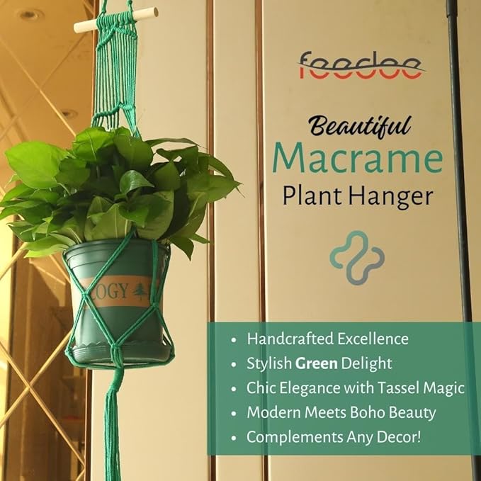 Macrame Plant Hangers Indoor Macrame Hanging Planters for Indoor Plants - 6 Pack Hanging Plant Holders Indoor Hanging, Macromay Plant Hangers for Indoor Plant Hanger, Boho & Home Decor (Green)