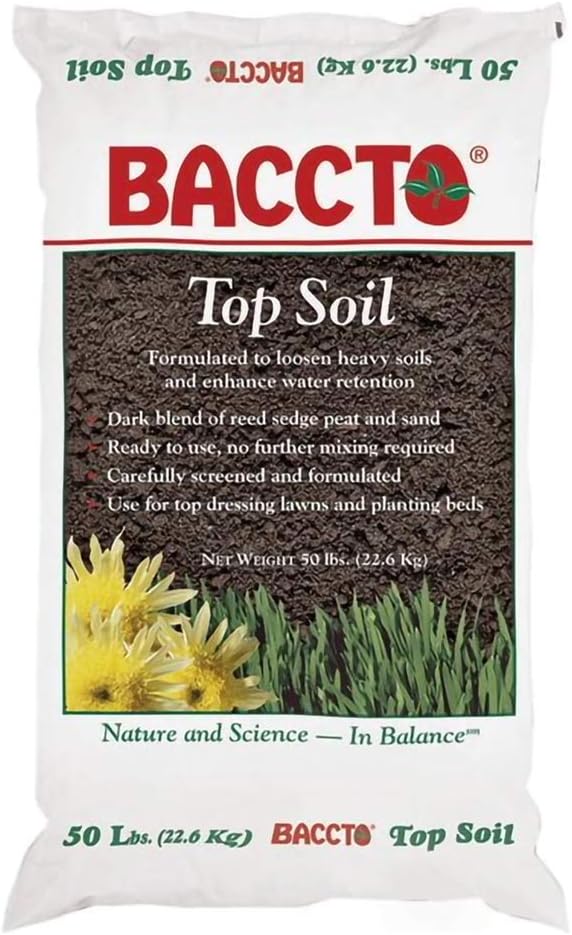 50 Pound Baccto Top Soil for Lawns, Gardens, and Raised Planting Beds with Reed Sedge, Peat, and Sand, (4 Pack)