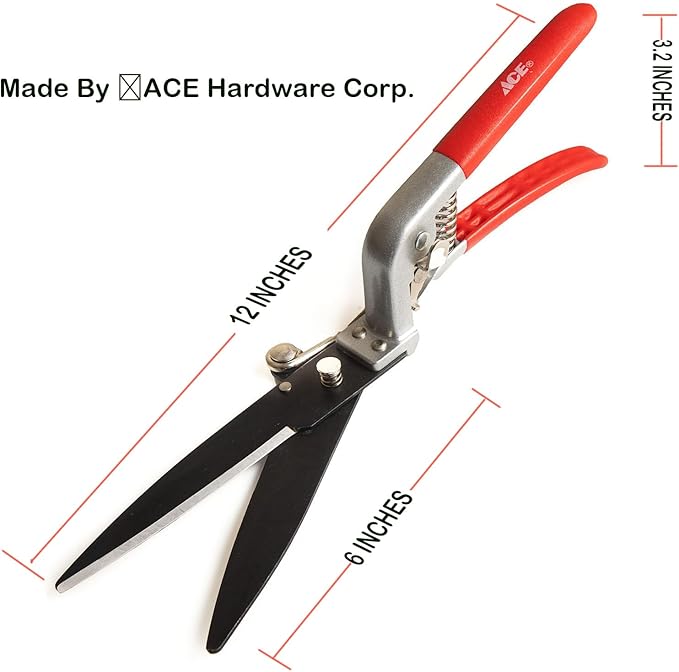 Grass Shears with Red Handles and Stainless Steel Blades
