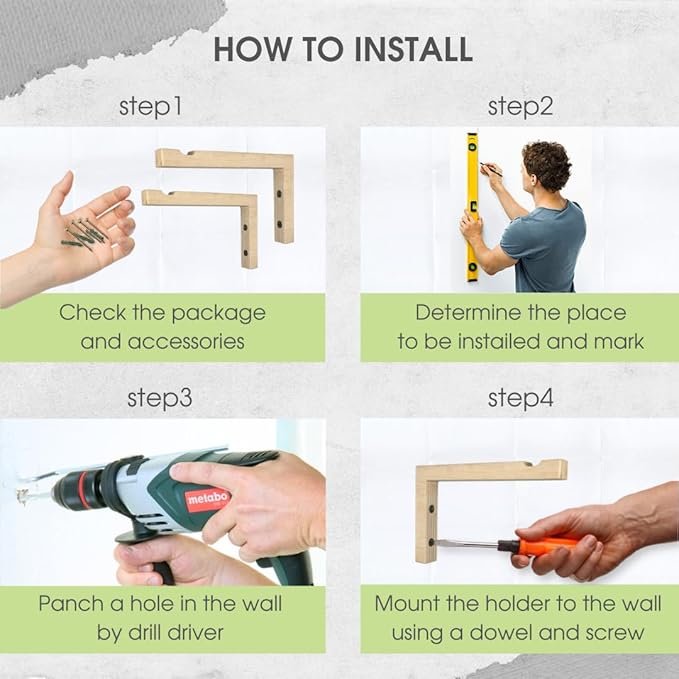 2-Piece Set of Plant Hooks for Wall 6 Inch - L-Shaped Mounted Wooden Plant Hook - Indoor and Outdoor Bracket Plant Hanger for Planters, Lanterns, Bird Feeders and Plant Basket (Natural)