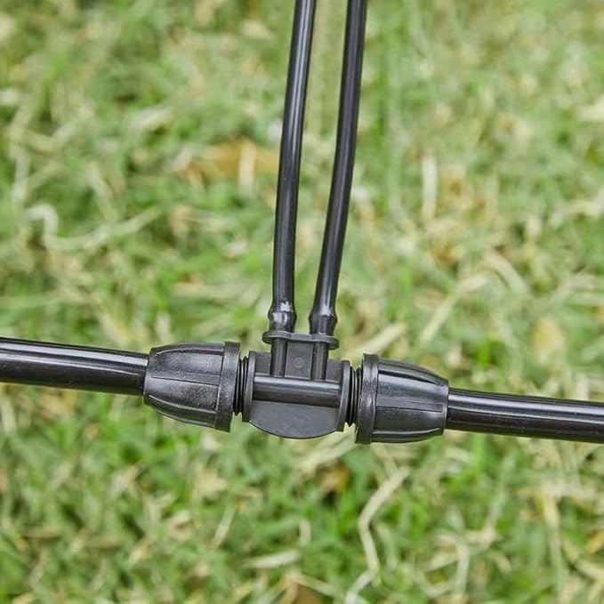 10PCS 5/16 Inch Irrigation Fittings Lock Reduced 4 Way Connectors For (5/16" ID X0.43-0.47" OD) To 1/4" Drip Tubing Barbed Barbed Reducer Tee (BLACK)