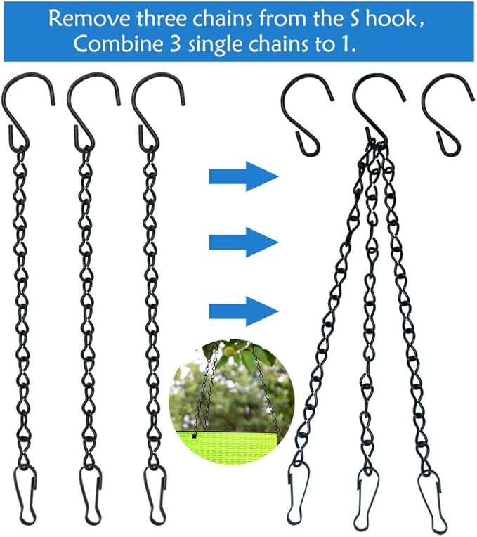 6 Pack 19.7Inches Black Hanging Chains, Garden Plant Hangers, for Bird Feeders, Billboards, Chalkboards, Planters, Lanterns, Wind Chimes and Decorative Ornaments