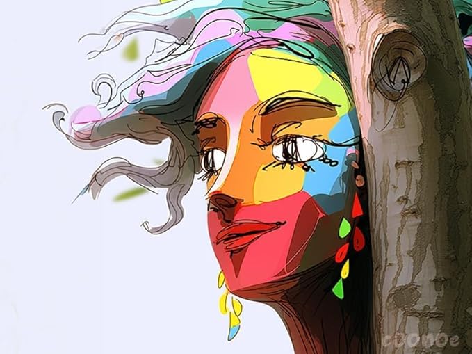 Tree Faces Decor Outdoor, Cute Tree Decorations Outdoor Faces Colorful Funny Outdoor Tree Faces Decor Creative Faces for Trees Garden Yard Tree Art Unique Tree Face