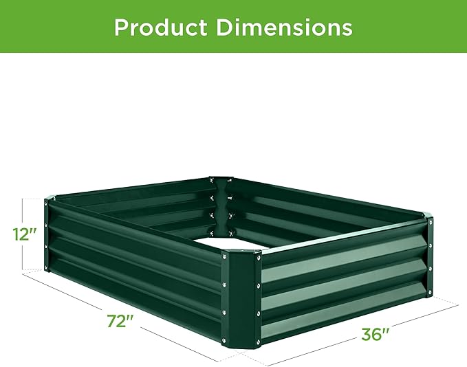 Best Choice Products 6x3x1ft Outdoor Metal Raised Garden Bed Box Vegetable Planter for Vegetables, Flowers, Herbs, and Succulents - Dark Green