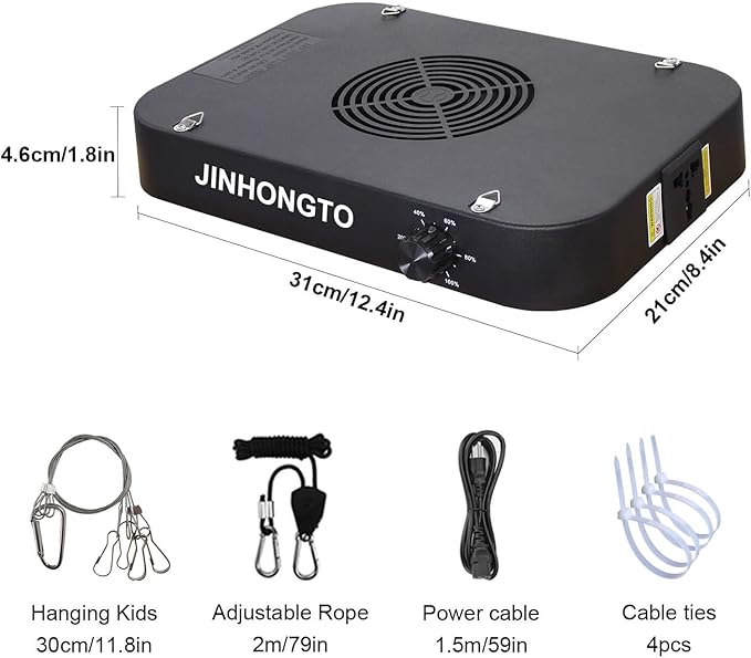 2Pack 65 Watt Dimmable Grow Light LED Full Spectrum UV IR, Best Grow Lights for All Indoor Plants, Veg Seed Starting Seedlings Houseplant Plant Light