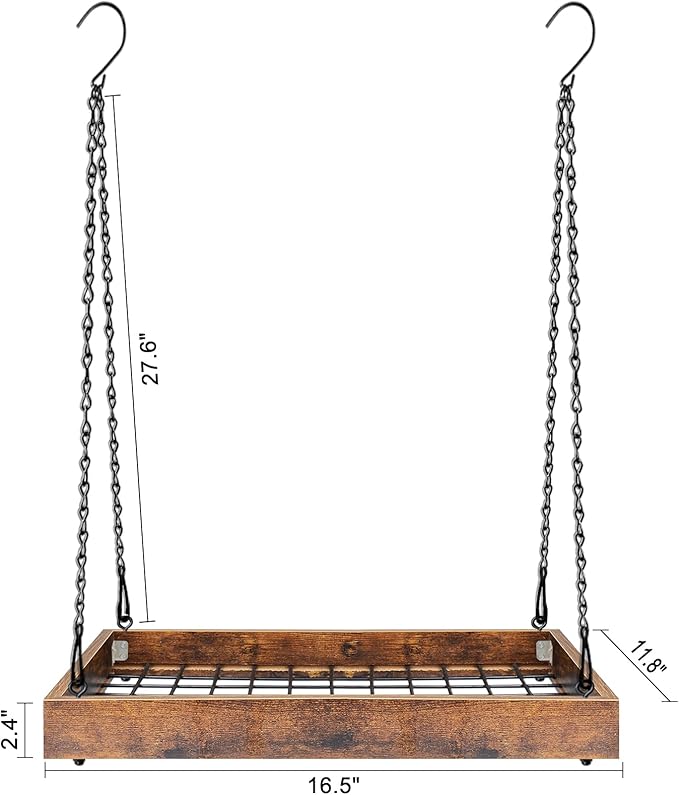 Plant Hanger Indoor Outdoor, 16" Large Hanging Planters for Indoor Plants Hanging Plant Holder Wood Metal Hanging Plant Shelf Large Hanging Baskets for Plants Outdoor Window Ceiling (2 Pack )