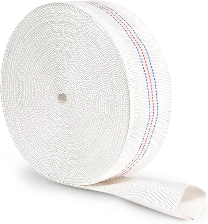 Foresee 1.00 in x 100 ft Backwash Discharge Hose Heavy Duty Reinforced, PVC Lay-Flat Fire Hose (White) with Dual Clamps, for Swimming Pool Pipe, Pump, Water Transfer, Garden Irrigation