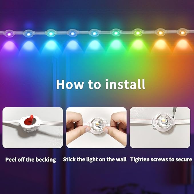Permanent Outdoor Lights,200ft RGB Eave Light with App Control Remote,IP67 Waterproof LED Lights,Music Sync Outside Light for Christmas,Halloween,Garden,House Decorations