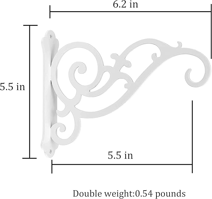 YOYOSO Sunshine Iron Hanging Planter Bracket, 2 Pcs 6-Inch Wall Hooks for Hanging Birds Feeders, Latern, Wind Chimes, Coat, Decorative Indoor Outdoor (Screws Included, White)