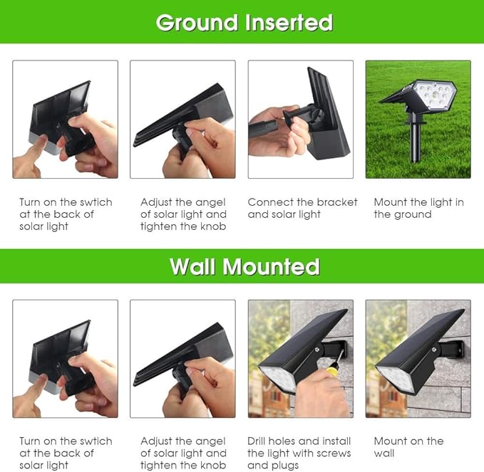 Biling Solar Spot Lights Outdoor, Bright 700 Lumen IP67 Waterproof Adjustable House Lights for Patio Pathway Yard Garden Driveway Tree - Warm White (6 Pack)