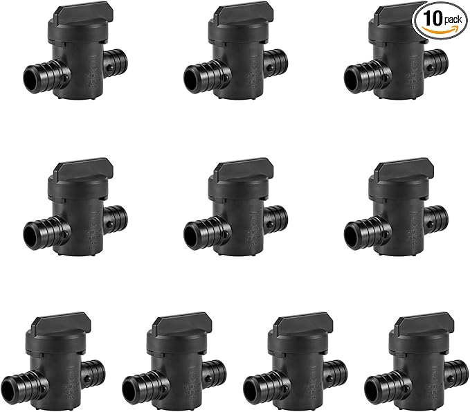 (Pack of 10) EFIELD Poly PPSU Barb Crimp Pex 3/4" X 3/4" Full Port Ball Valve, ASTM F2159