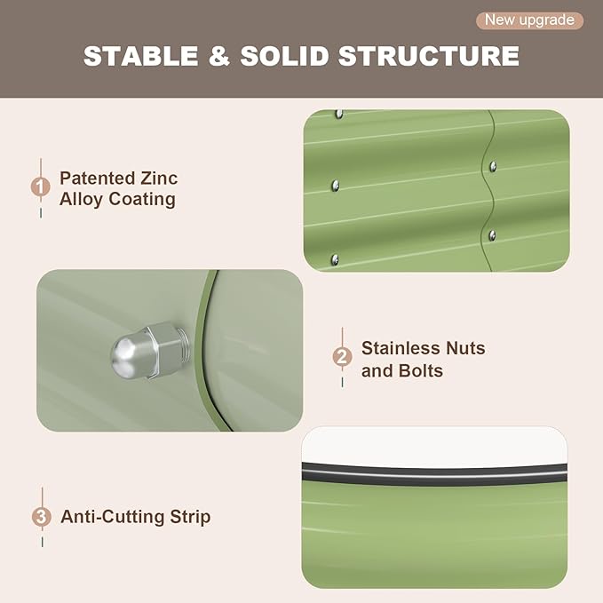 Raised Garden Bed, 6x3x1ft Galvanized Outdoor Planter Beds with Safety Edging and Gloves, Oval Metal Planter Box for Gardening Vegetables Flowers Herb