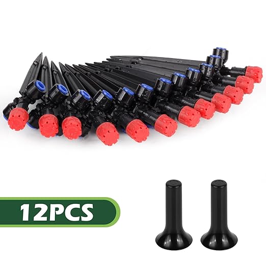 12PCS Adjustable Drip Irrigation Emitters(8-Hole) Kit-Quick Connect for 1/4" Tubing,Dual Adjustment System-Easy to Install Drippers for Precise Garden Watering of Vegetables,Shrubs&Flowers
