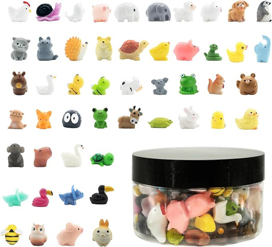 Mini Resin Animals Figurines Set, 100 PCS Tiny Resin Figures for Crafts Landscape Miniature Garden Decor