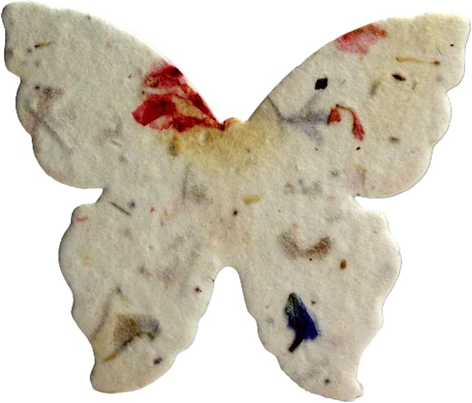 Of The Earth Handmade Paper - Wildflower Seed Paper Butterfly Shape - Large 3" - Set of 24 (17s Pink Recycled)