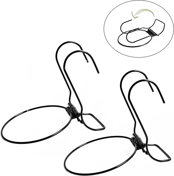 6 Pieces, 8 inches Iron hanging Flower Pot. Metal Plant Wall Hanger, Vertical Yard Garden. Planter Hook Ring, Rail Metal Fence. Indoor and Outdoor. Wire Trellis. Collapsible Bracket. (8 inches)