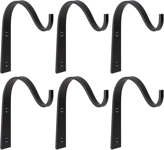Mkono 6 Pack Iron Wall Hooks for Hanging Plant Lanterns, Plant Hanger Fence Metal Bracket for Bird Feeders, Wind Chimes, Mason Jar Sconces, Light Outdoor Indoor Rustic Home Decor, 3 Inch