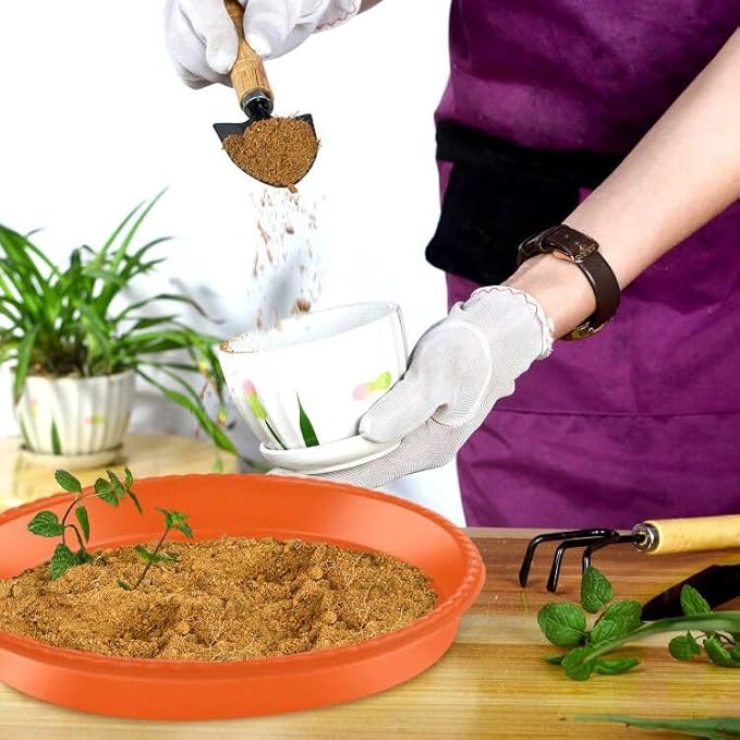 9 Pack Plant Saucers (6 inch /8 inch /10 inch),Heavy Sturdy Plant Trays Pot Tray for Indoor Clear Plastic Flower Pot Saucers Thicker Plant Water Drip Trays for pots-Terracotta