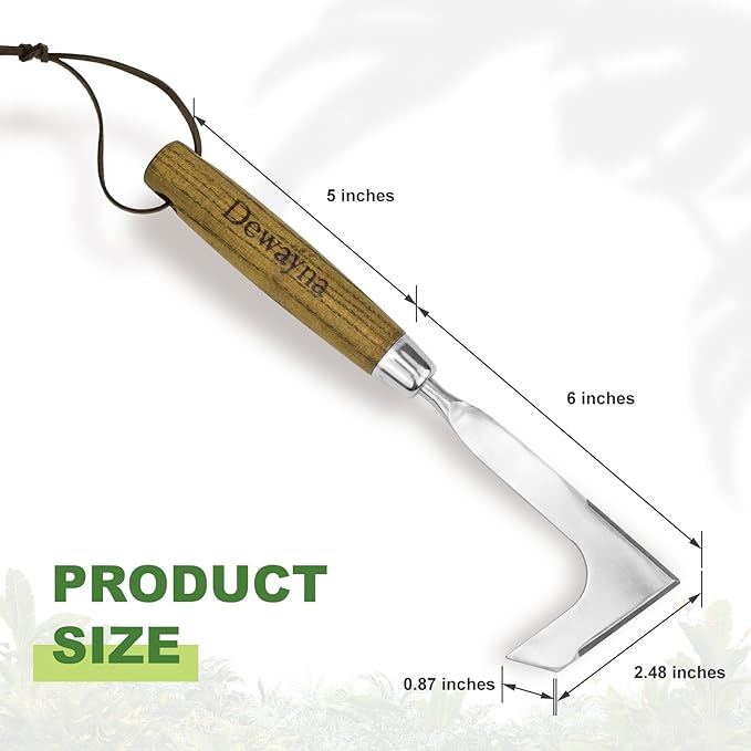 Crack Weeder, L-Shaped Stainless Steel Crevice Weeding Tool, Comfortable Grip Wood Handle Paver Weeder, 11'' Sidewalk Weed Removal Tool for Garden Lawn, Bricked Patio and Terrace Paving Moss