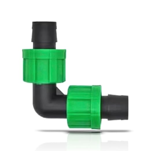 (10-Pack) Drip Irrigation Elbow 1/2" Universal Perma Connector Barbed Locking Fitting - Fits All Brands 16-17mm Drip Tape AG Tubing (10, Elbow)