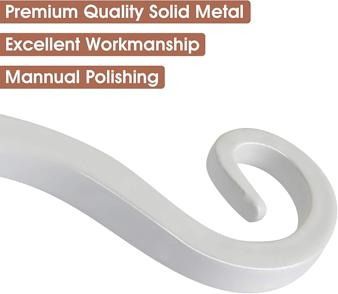 Jardim 2 Pack 6 Inch Premium Decorative Metal Iron Wall Hook, Indoor Outdoor Plant Hanger, Rustic Hanging Gardening Bracket Hook, for Planters, Bird Feeders, Lanterns, Wind Chimes (White)