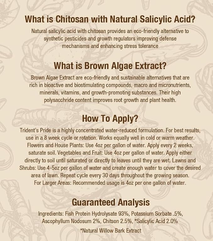 Just Scentsational TPCH-64G Trident's Pride Plus Organic Liquid Fish Fertilizer with Brown Algae Extract and Chitosan,64 oz