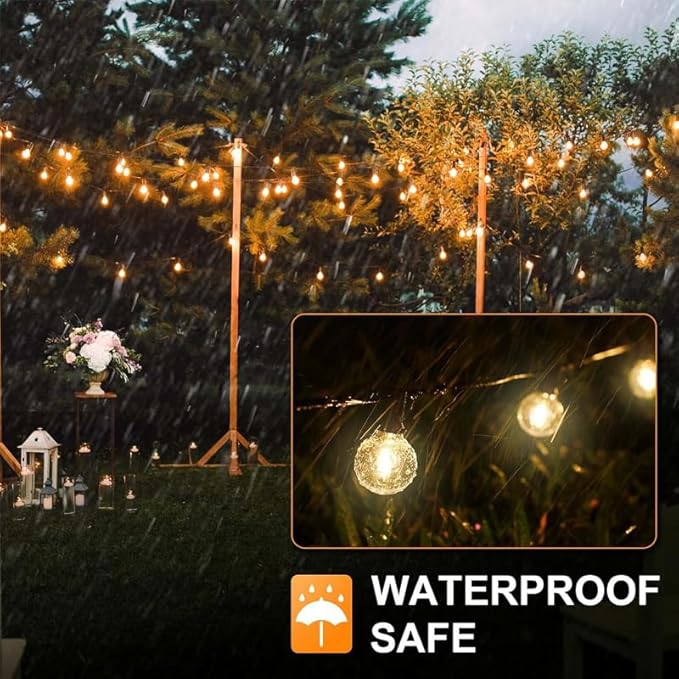 25FT LED Globe String Lights,Waterproof Hanging String Light with 15 Warm White Shatterproof G40 Bulbs(1 Spare), for Indoor/Outdoor Commercial Decor (25FT)
