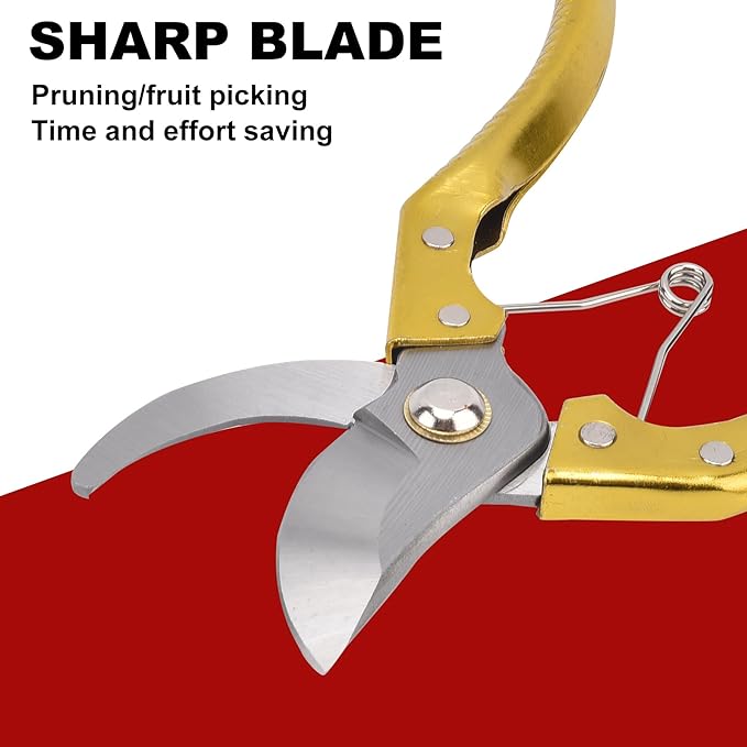 Tree Trimmers Secateurs, Hand Pruner, Garden Scissors for Plant,Pruning Shears for Gardening, Garden Hand Shears, Pruners for Gardening, Garden Clippers, Hedge Shears, Garden Tools (golden)