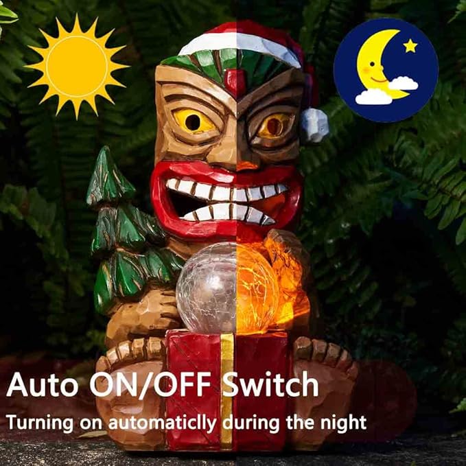Outdoor Garden Decor-Christmas Tiki Totem Statues Light Beautiful Gift-Giving for Your Indoor Christmas & Holiday Decorations(9.65“)