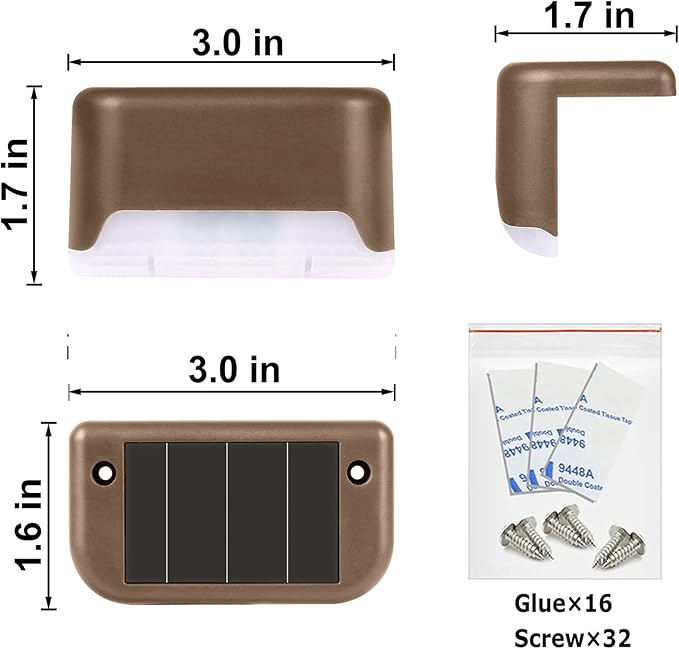 16 Pack Solar Deck Lights Outdoor, Solar Step Lights LED Waterproof Outdoor Lights Patio Decor for Stair Patio Yard Path and Garden, Color Changing