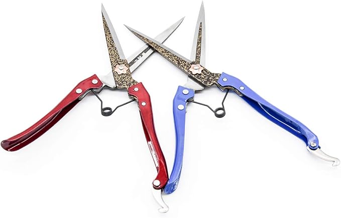 Grass Shear Sheep Shear Alpaca Shear - Coated Wear-Resistant Handle, Manganese Steel Double Blade, Strong Spring Suitable For Cattle And Sheep and Horse Hair Hand-Cut(Blue 10.2 inches)