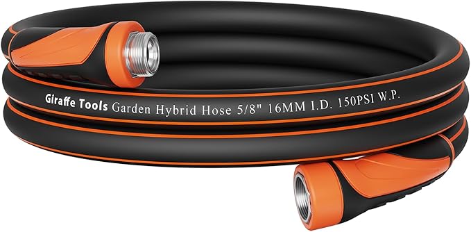 Giraffe Tools Garden Leader Hose 10ft x 5/8", Short Water Hose Heavy Duty, Flexible, Lightweight Hybrid Hose with Swivel Handle, Male to Female Fittings, Burst 600 PSI
