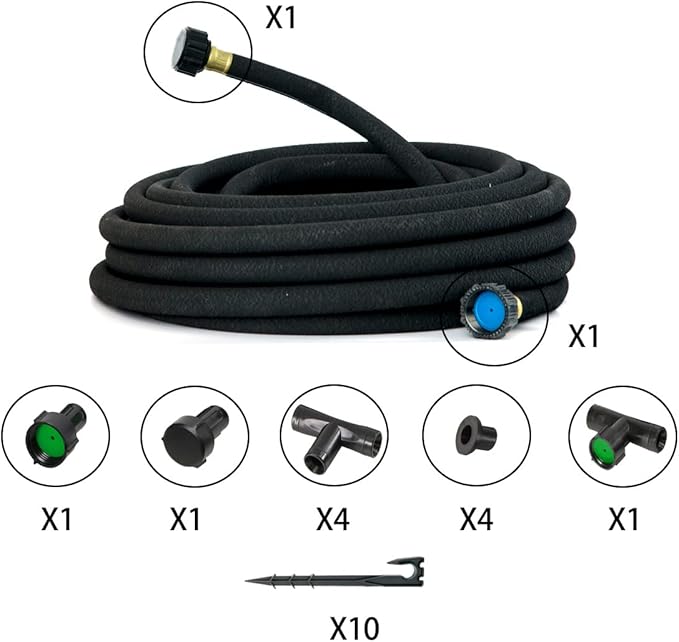 Soaker Hose 3/8 inch x 75FT,Garden Hose With Fittings,Heavy Duty Soaker Hose-Saves 70% Water For Lawn(75FT).
