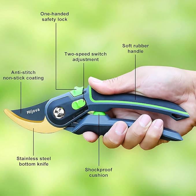 Garden Pruners, Pruning Shears for Gardening Heavy Duty with Rust Proof Stainless Steel Blades, Best Hand Pruners Garden Shears Ergonomic Gardening Tools