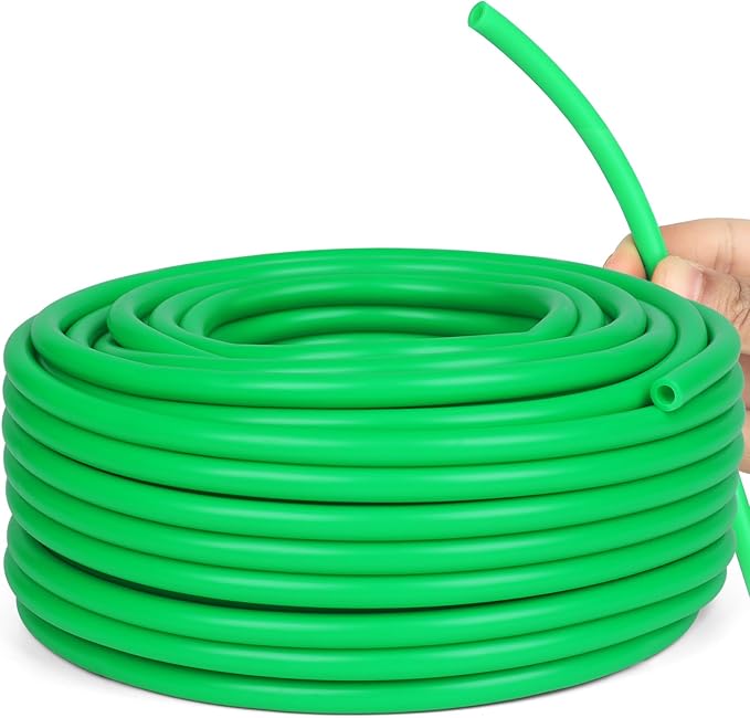 Drip Irrigation Hose 100FT 1/4 inch Green Blank Distribution Hose Perfect for DIY Garden Irrigation Tubing System, Hydroponics, Misting Tubing