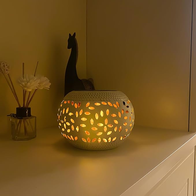 Solar Table Lantern Outdoor Waterproof-2PACK Dancing Flickering Flame Solar Light,White Metal Desktop Decorative Lamp Auto On/Off Lighting Dusk to Dawn for Indoor Desk Patio Garden Pathway Yard