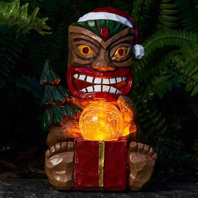 Outdoor Garden Decor-Christmas Tiki Totem Statues Light Beautiful Gift-Giving for Your Indoor Christmas & Holiday Decorations(9.65“)