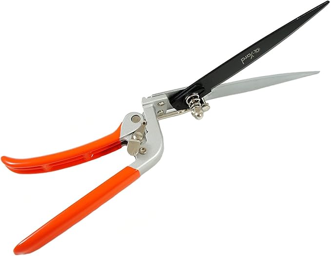 Q-yard QY-741F Flower Bed and Grass Shear - Extra Sharp Garden Hand Pruners, Easier Cutting, Comfortable Ergonomic, Less Effort - Gardening Scissors for Men & Women , Orange