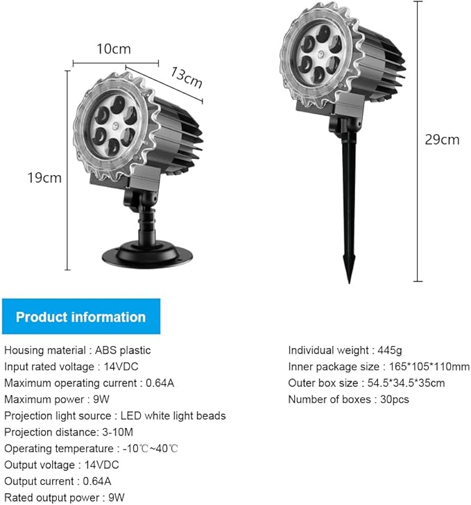 Snowfall Christmas Light Projector, Indoor Outdoor Holiday Night Light Projector, Rotating Snow Falling Projector Lamp for Halloween Xmas New Year Gift Wedding Garden Landscape Decorative